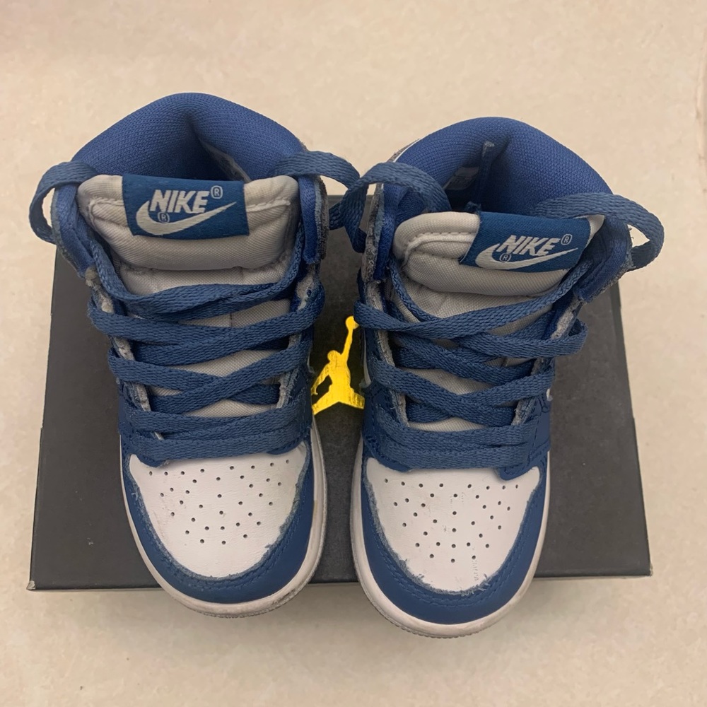 6c Toddler Jordan 1 Retro High OG True blue/white- cement grey